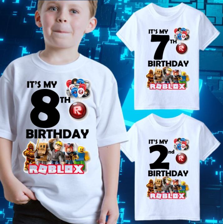 ROBLOX BOY METALIC BIRTHDAY THEME SHIRT PRINTED T-SHIRT FOR