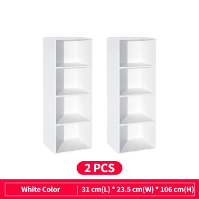 Topehome 4 Tier Utility Cabinet Bookcase Shelving Storage Cabinet Showcase Open Storage Cabinet Organizer Furniture