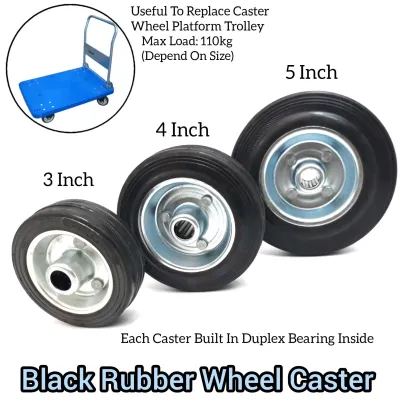 3inch 4inch 5inch Swivel Black Rubber Wheel Caster For Trolley Wheel Or Hand Truck Wheel