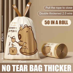 Capybara Trash Bag Tear-free Drawstring Closing Garbage Bag Thickened Home Kitchen Cleaning Handbag