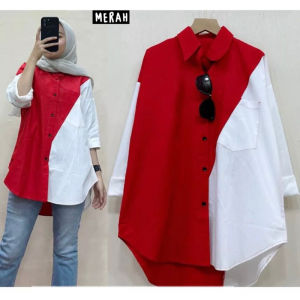 BAJU WANITA BUSUI KEMERDEKAAN MERAH PUTIH/KEMEJA PEREMPUAN 17 AGUSTUS MERAH PUTIH BAHAN COTTON/BAJU MERAH PUTIH