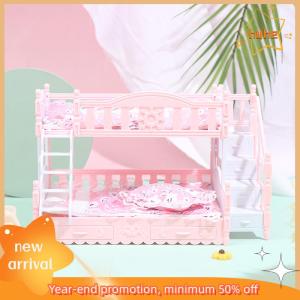 huhe Dollhouse Miniature Simulation European Princess Double Bed Doll Furniture Toys