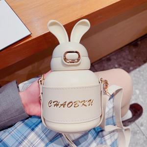 Rabbit insulated cup for women 2024 new cute and super cute student childrens water cup with straw cup for girls with high looks