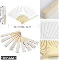 50 Packs White Paper Fans Paper Hand Fan Bamboo Folding Fan Handheld Fan Paper Folded Fan Paper Fan for Wedding Party and Home Decoration. 