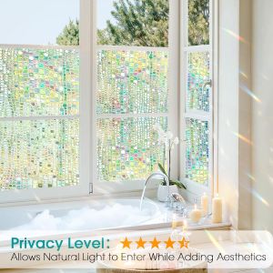 WEFILM Privacy Window Film Frosted Matte Window Sticker Static Cling Door Film No Glue Glass Film Window Sticker Anti-UV Glass Film for Home Office Living Room Meeting Room