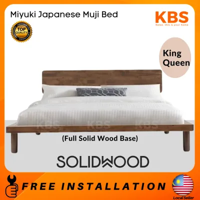 (FREE Installation+Shipping) KBS Miyuki Tatami Bed / Full Solid Base / Muji Style Furniture / Katil Kayu Solid /Japanese Bedframe / Tatami / Walnut Color
