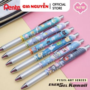Bút Mực GEL Pentel ENERGEL Kawaii+ 5: Pixel Art series II 0.5mm - BLN75KW | 2 Màu Mực Xanh Đen Gia Nguyễn - Pentel