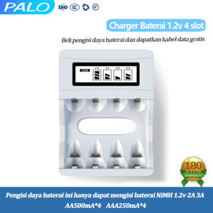 PALO Charger Baterai Multi Slot 4+1 Plug Tipe C/Wireless Charge Kompatibel AA/AAA - Warna Putih