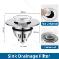 Bathroom Drain Strainer Universal Sink Strainer Washbasin Hair Collection Tool Easy to Install. 