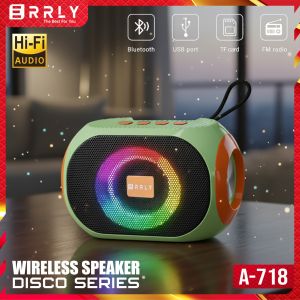 ERRLY A718 Speaker Bluetooth Portable LED Disco RGB Speker Wireless TWS 2 IN 1 Power Bass