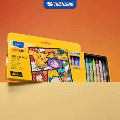 Bút sáp 12/18/24 màu Thiên Long Colokit Pokémon – Màu sắc rực rỡ an toàn cho bé