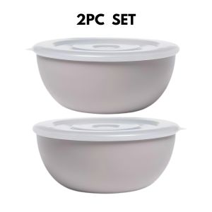 ROOM ESSENTIALS Multipurpose Plastic Lidded Bowl Gray - 2pc Set Storage and Organization Containers