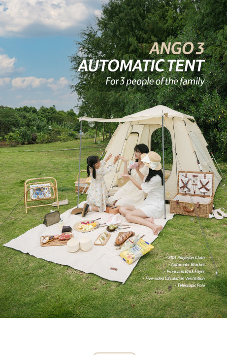 Naturehike Ango Pop-up Tent voor 2-4 Personen, Waterdicht, Winddicht, Eenvoudige Opbouw, Automatische Tent voor Kamperen, Wandelen, Outdoor