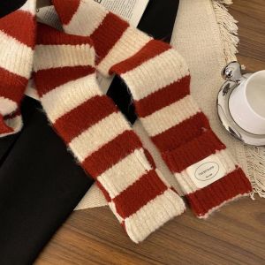 HULEQQI DệT Kim Khăn Quàng sọc Y2K Harajuku Phong cách Hàn Quốc Khăn quàng cổ sọc dài Nhiều màu Ngoài trời Khăn choàng sọc Cô Gái