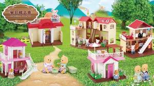 LZD  Childrens Girls Playing House Assembled Model Toy Cabin Simulation Castle House Forest Gift Suit