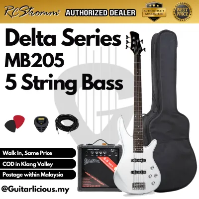 DELTA-5 Series 5 String Bass Guitar (RCStromm / Gamma / KB03 / MB205) Electric Bass Guitar Package Comes with cable bass guitar set beginner bass guitar package with 15watt Bass amplifier speaker 4 tali bass gitar