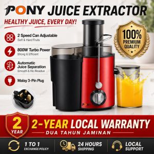 PONY 800W Electric Juicer Machine Stainless Steel Fruit Vegetable Juice Extractor Blender Ready Stock Selangor
