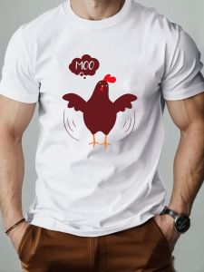 Mens T-Shirt Animal Print Cartoon Pattern Summer Leisure Breathable 100% Cotton Mens Round Neck T-shirt High Quality Clothing