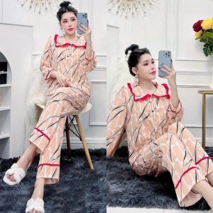 Pijama Lụa hàn Nữ dài tay Freesize dưới 58kg - CAM KẾT GIAO ĐÚNG MẪU