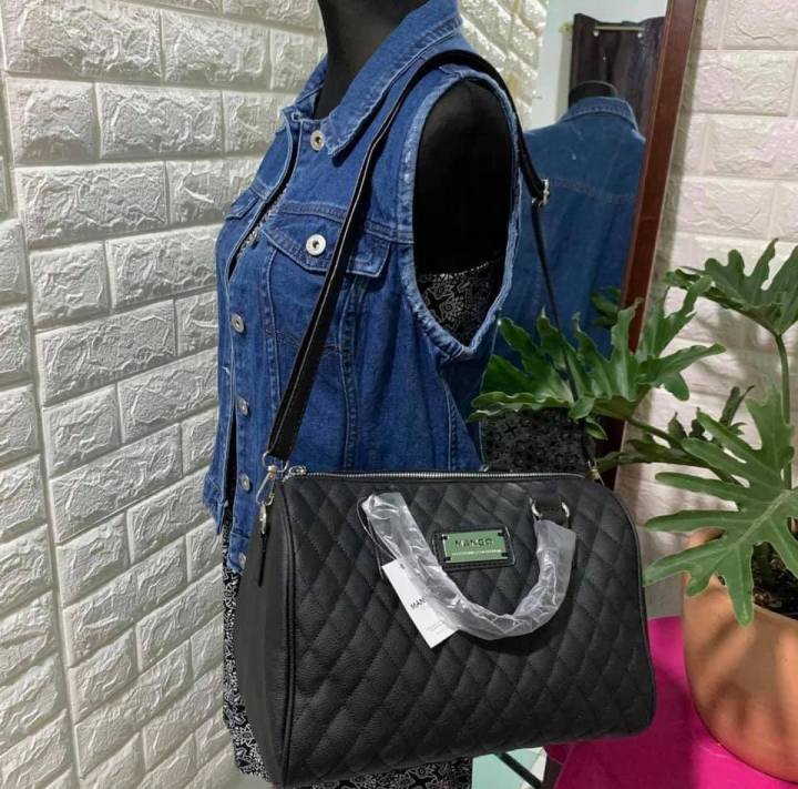 MANGO Authentic Quality Quilted Doctors Bag(Black) Quilted Leather