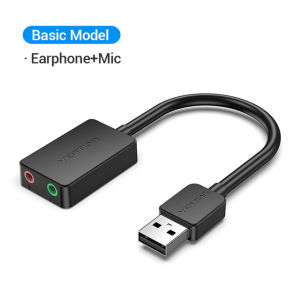 Vention External Sound Card USB to 3.5mm Jack Audio Adapter USB to Headphone Earphone Microphone  for Computer Laptop PS4 Soundcard Support CTIA OMTP USB External Audio Card
