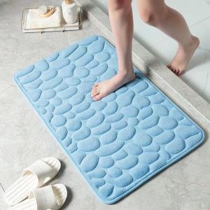 Bathroom Absorbent Pad Bathroom Anti Slip Pad Coral Fleece Embossed Indoor Quick Drying Pad