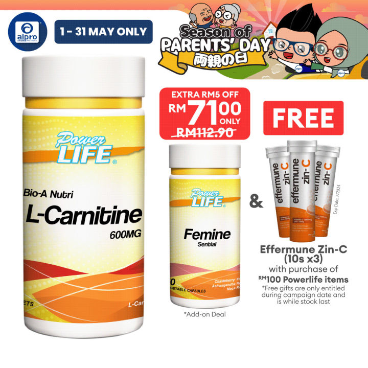 Alpro Phaacy Exclusive Powerlife Bio-A Nutri L-Carnitine 600mg 60s | Energy  Production for Heart Health