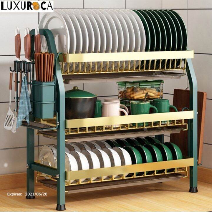 Rak Pinggan Stainless Steel Dish Rack Rak Dapur Kitchen Dish Drainer Storage Rack Kitchen Rack 6152