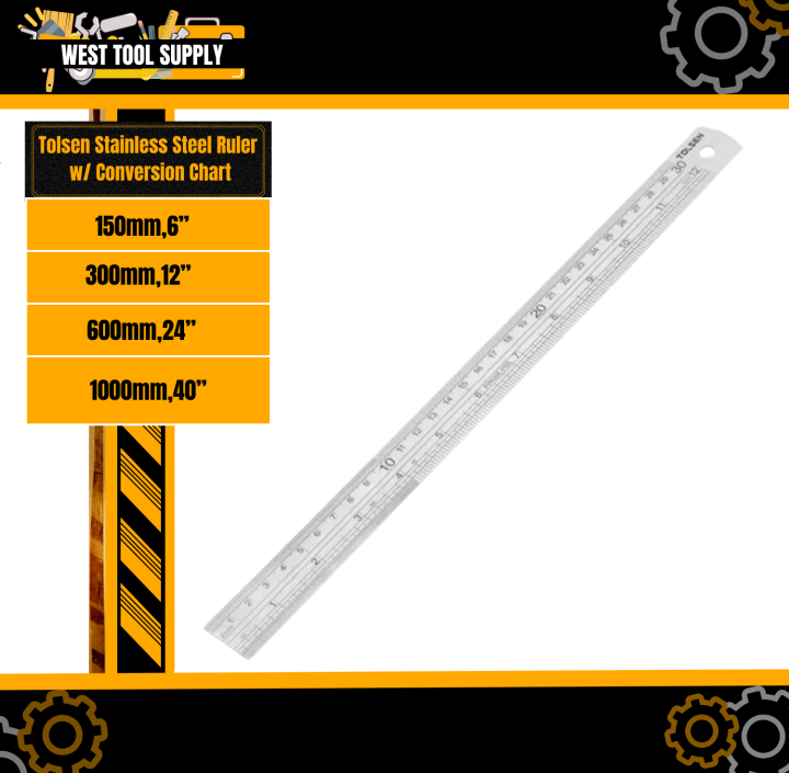Tolsen Stainless Steel Ruler w/ Conversion Chart (6