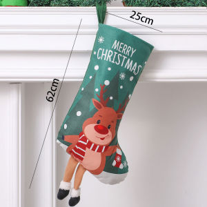 62cm Large Christmas Stocking Cute Santa Claus Snowman Elk Hanging Leg Christmas Socks Candy Gift Bag Christmas Decoration Party Supplies