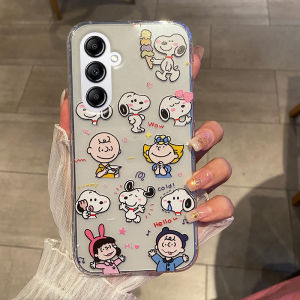 Case Samsung Galaxy S24 FE S23 FE S24 S23 Ultra S24+ S23+ 5G New 2024 Emo Snoopy and Friends Pattern TPU Transparent Soft Phone Casing Samsung S24 FE 5G Cover Case