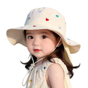 YUDESHUI Khô nhanh Mũ nhanh khô cho trẻ em In hình hoạt hình Mũ chống nắng trẻ em Thời trang với Shawl Mũ xô trẻ em Mùa hè