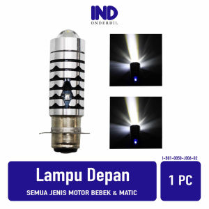 Lampu LED Depan Motor H6 Laser Jauh Dekat 2 Warna Plus Senja Biru Devil Eye Utama Universal Motor Bebek Putih Kuning