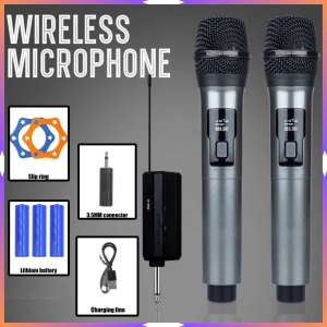STOK READY RIWORAL Microphone Karoke Wireless Rechargeable 2 Channel UHF 2 PCS / microphone karaoke vokal nirkabel wireless tanpa kabel isi 2 pcs jarak jauh fleksibel / mikrofon tanpa kabel portable wireless nirkabel suara jernih