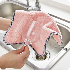Kitchen Anti-grease Wiping Rags Efficient Super Absorbent Microfiber Cleaning Cloth Home Car Glasses Washing Cleaning Towel