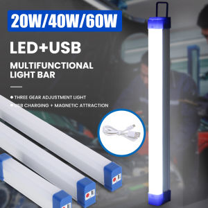 DC5V 20W/40W/60W LED Lights USB Rechargeable Emergency Light Wireless Multifunction Portable Light for Outdoor Camping Lamp Three-speed Dimming Tube Light