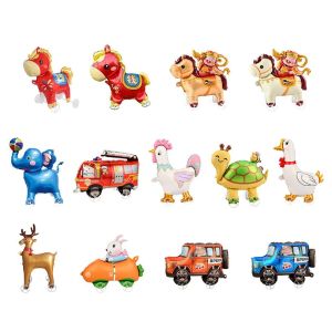 CRUSHES Cartoon Design 4D Balloons Cute Version Multi Style Walking Balloon Wealth Theme With Wheel Balloon Gifts  Year Celebration