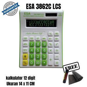 Kalkulator ESA 3862C LCS 12 Digit Check Replay Dual Power Ukuran Sedang Untuk Sekolah Kasir Toko