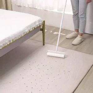SG Seller Long and short dual-purpose hair sticking device with detachable long rod felt roller Lint Roller Cleaner LargerHair Remover Roller for Sofa Carpet Dust Roller Sticky Tearable Brush Cleaning(A roll of 60 SHEETS )