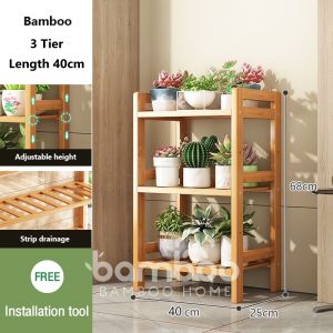 Bamboo Plant Rack Outdoor 3/4/5Layers Space Saving Indoor Wooden Rack Oganizer Shelf Flower Rack Outdoor Shoe Rack Kitchen Rack Bookshelf 竹制花架 置物架