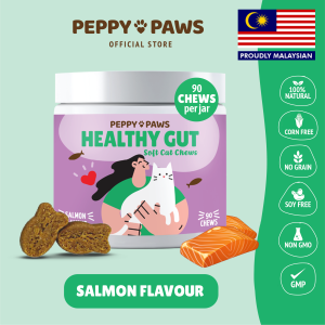 Peppy Paws Healthy Gut Cat 90 Soft Chews - Probiotics | Papaya | Greek Yogurt | Flaxseed | Maqui Berry | Pumpkin | | FDA Registered | GMP Facility | Non GMO | All Natural | 100% Original