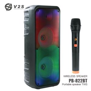 V2S PARTYBOX 2666  Bluetooth Karaoke Speaker Dancing Rgb Light With Wireless Microphone