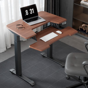 Motorized Standing Desk with Keyboard Tray and Tablet Placement Double Layer Computer Desk