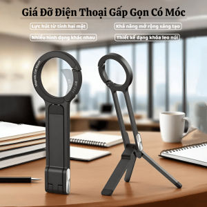 Giá Đỡ Điện Thoại Gấp Gọn Để Bàn Có Móc – Nam Châm 2 Mặt Tripod Mini Xoay Đa Góc