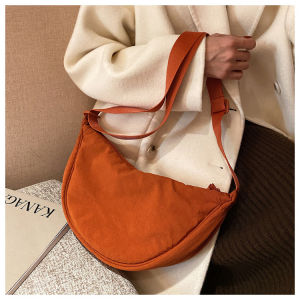 Tas Halfmoon UNIQL Selempang Wanita Polos Premium Waterproof Nilon Korea Style - Hitam/Abu-abu/Purple/Orange/Pink/Biru