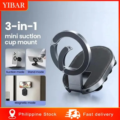 【YIBAR】 3-in-1 Reusable Suction Magnetic Phone Holder Adjustable Portable Universal Stand for Car Kitchen Bathroom Desk
