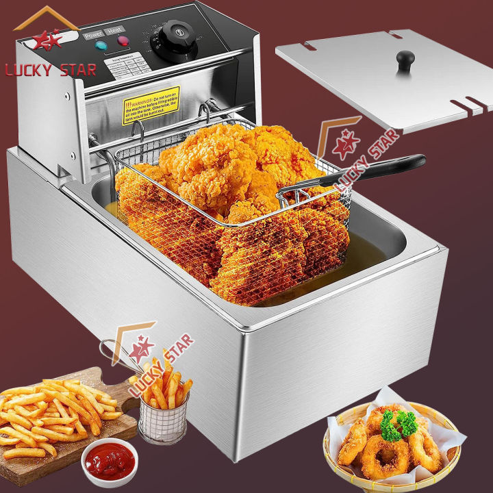 6L Electric Deep Fryer 220V Stainless Steel Frying Machine Single Tub Electric Deep Fryer French Fries Cooker LUCKY STAR Lazada PH