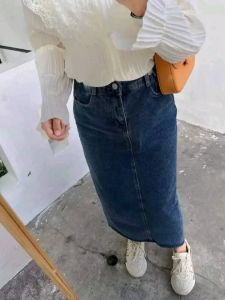 Rok Jeans Highwaist wanita Panjang Theana Korea style span