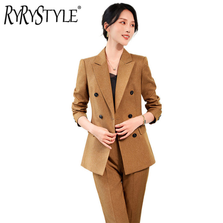 RYRYSTYLE Double Breasted Suit Jacket, Women's Spring And Autumn