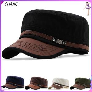 CHANG สำหรับผู้ชาย ปรับได้ปรับได้ ระบายอากาศได้ระบายอากาศ หมวกนักเรียนนายร้อย หมวกกองทัพ หมวกบังแดด หมวกแก๊ปเบสบอล